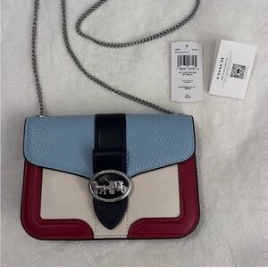 Coach Blue, Red, and Cream Crossbody Bag